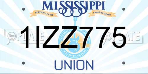 1IZZ775 Mississippi License Plate