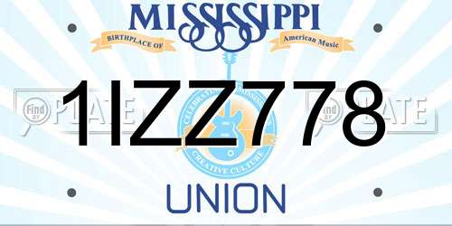 1IZZ778 Mississippi License Plate