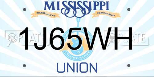 1J65WH Mississippi License Plate