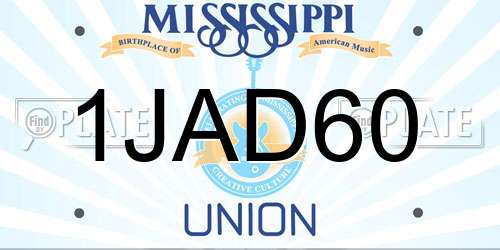 1JAD60 Mississippi License Plate