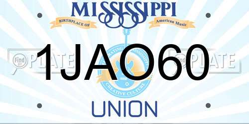 1JAO60 Mississippi License Plate