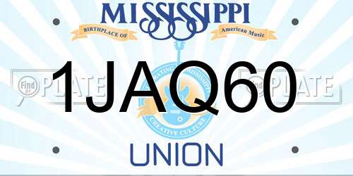1JAQ60 Mississippi License Plate