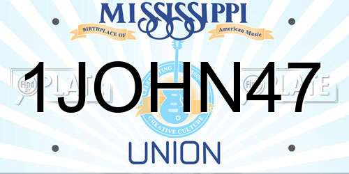 1JOHN47 Mississippi License Plate