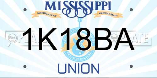 1K18BA Mississippi License Plate