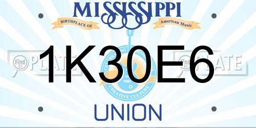 1K30E6 Mississippi License Plate