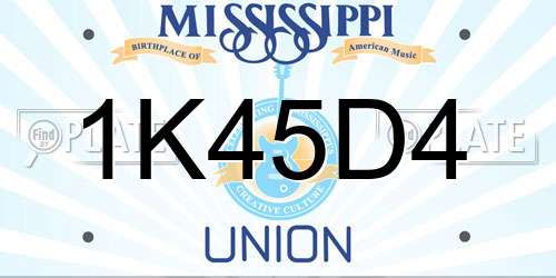 1K45D4 Mississippi License Plate