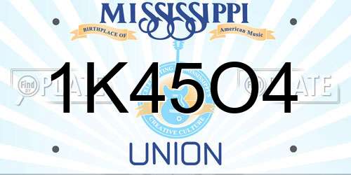 1K45O4 Mississippi License Plate
