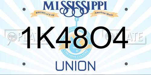 1K48O4 Mississippi License Plate
