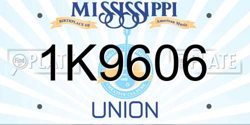 1K9606 Mississippi License Plate