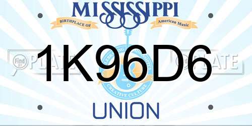 1K96D6 Mississippi License Plate