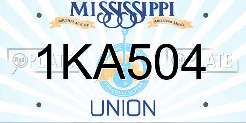 1KA504 Mississippi License Plate