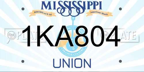 1KA804 Mississippi License Plate