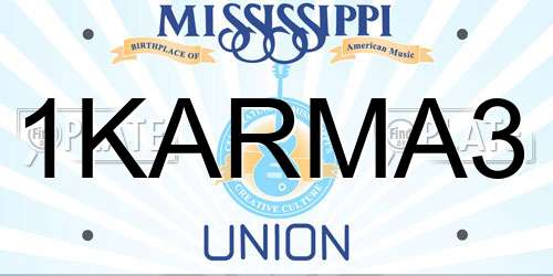 1KARMA3 Mississippi License Plate