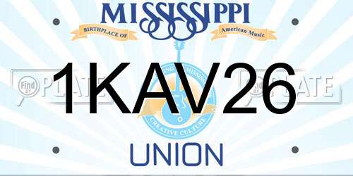 1KAV26 Mississippi License Plate