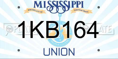 1KB164 Mississippi License Plate