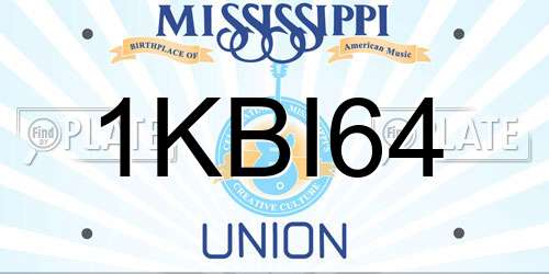 1KBI64 Mississippi License Plate