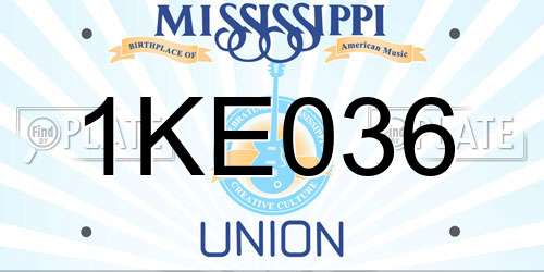 1KE036 Mississippi License Plate