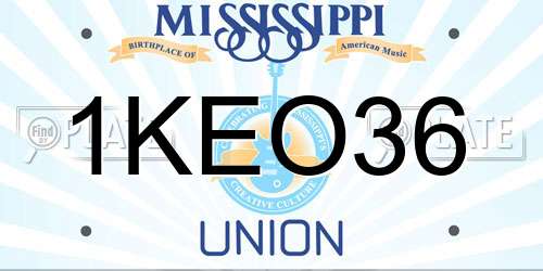 1KEO36 Mississippi License Plate