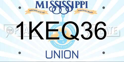 1KEQ36 Mississippi License Plate