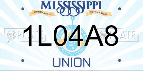 1L04A8 Mississippi License Plate