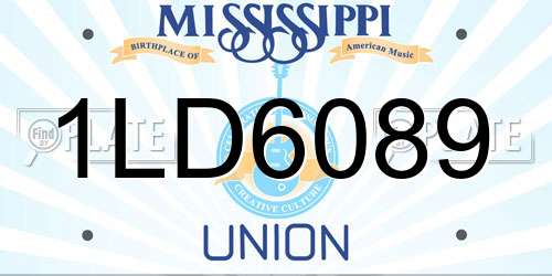 1LD6089 Mississippi License Plate