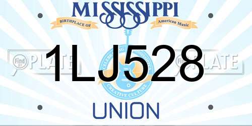 1LJ528 Mississippi License Plate
