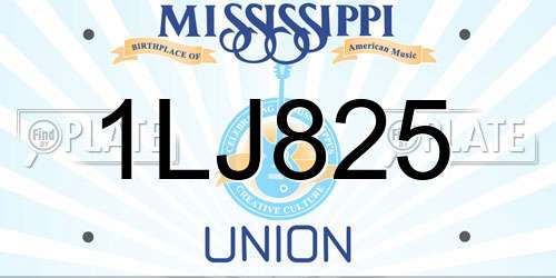 1LJ825 Mississippi License Plate