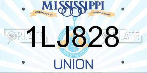 1LJ828 Mississippi License Plate
