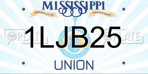 1LJB25 Mississippi License Plate
