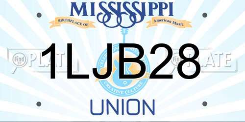 1LJB28 Mississippi License Plate