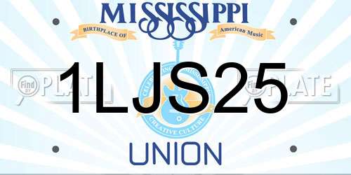 1LJS25 Mississippi License Plate