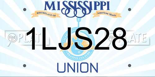 1LJS28 Mississippi License Plate