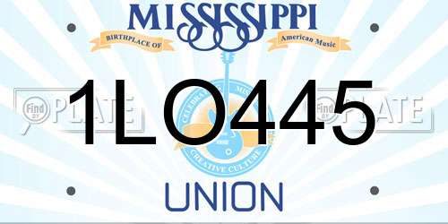 1LO445 Mississippi License Plate