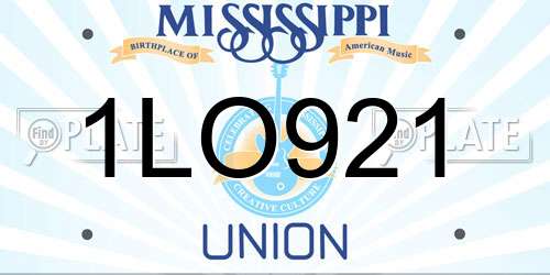 1LO921 Mississippi License Plate