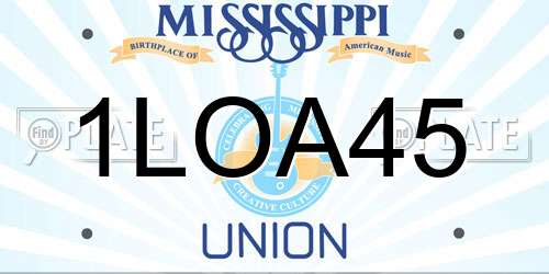 1LOA45 Mississippi License Plate