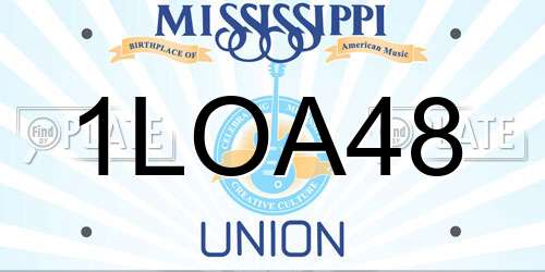 1LOA48 Mississippi License Plate