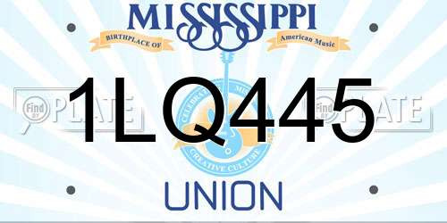 1LQ445 Mississippi License Plate