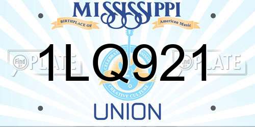 1LQ921 Mississippi License Plate