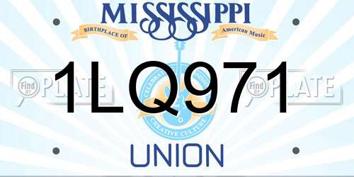 1LQ971 Mississippi License Plate