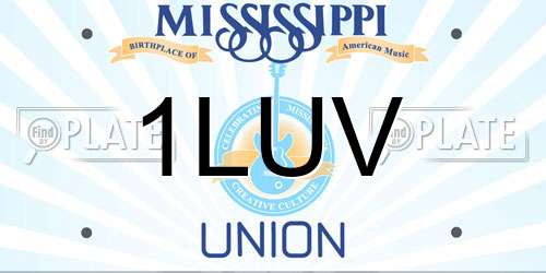1LUV Mississippi License Plate