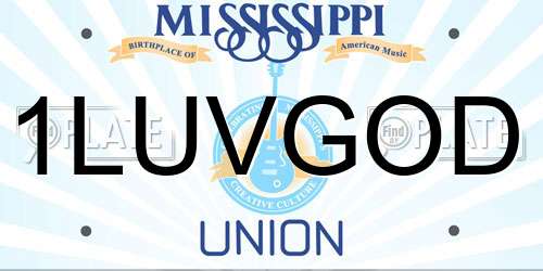 1LUVGOD Mississippi License Plate