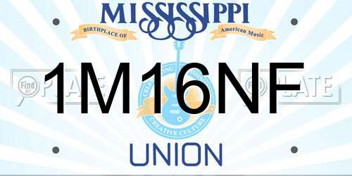 1M16NF Mississippi License Plate