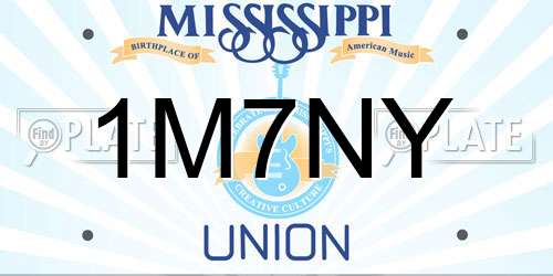1M7NY Mississippi License Plate