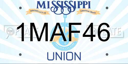 1MAF46 Mississippi License Plate