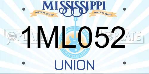 1ML052 Mississippi License Plate