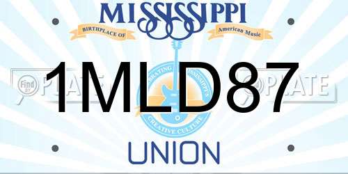 1MLD87 Mississippi License Plate