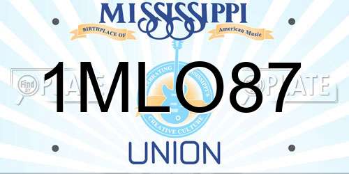 1MLO87 Mississippi License Plate