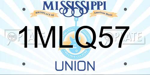 1MLQ57 Mississippi License Plate