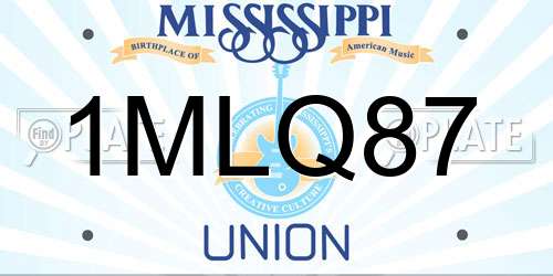 1MLQ87 Mississippi License Plate