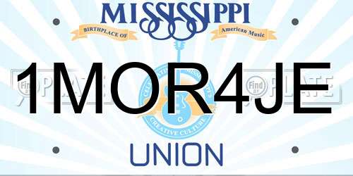 1MOR4JE Mississippi License Plate
